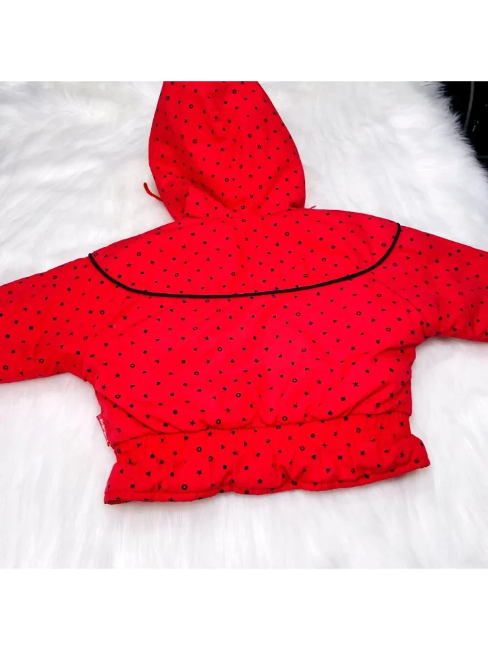 Vintage 90s Teddy Bear Heart + Bow Hooded Bubble Puffer Jacket Coat 18m / 24m